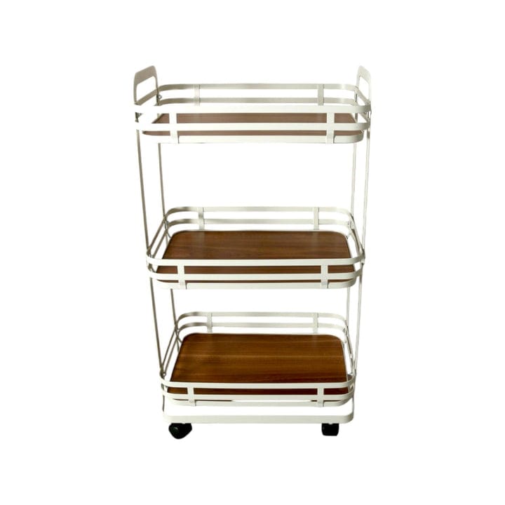Aqua 2-Tier Mirrored Aqua 3-Tier Storage Cart Trolley Cream with MDF Board 29909