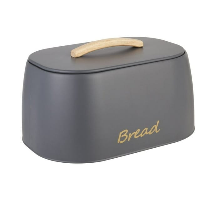 Aqua Towel Pole Aqua Bread Bin Grey Tin With Rubber Wood Handle 29907 (7817778298969)