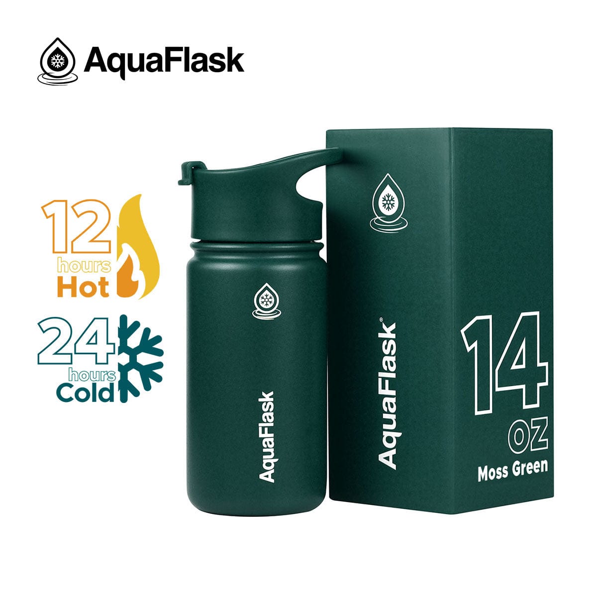Aquaflask FLASK BOTTLE Aquaflask 414ml Flask Moss Green AF-P26