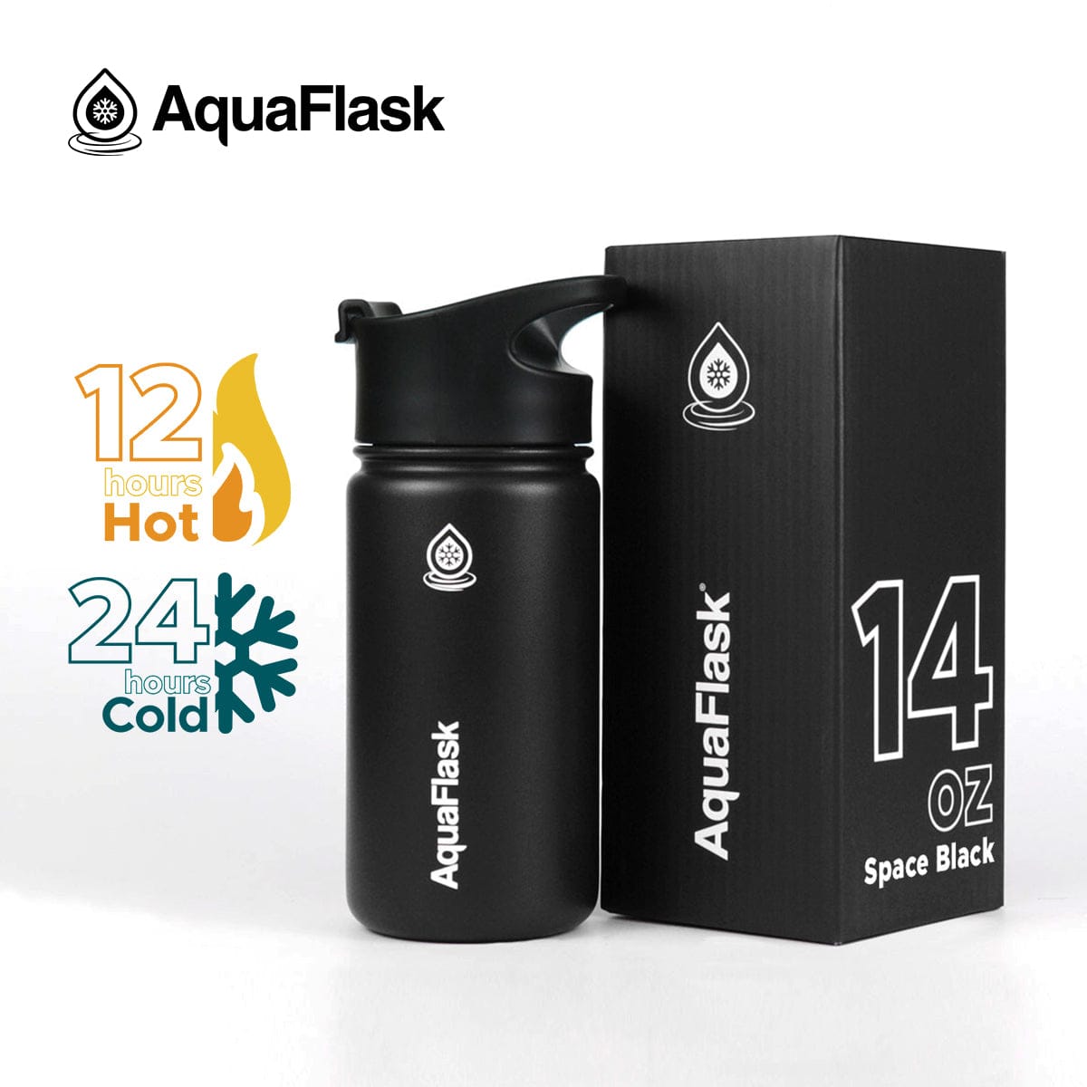 Aquaflask FLASK BOTTLE Aquaflask 414ml Flask Space Black AF-P11