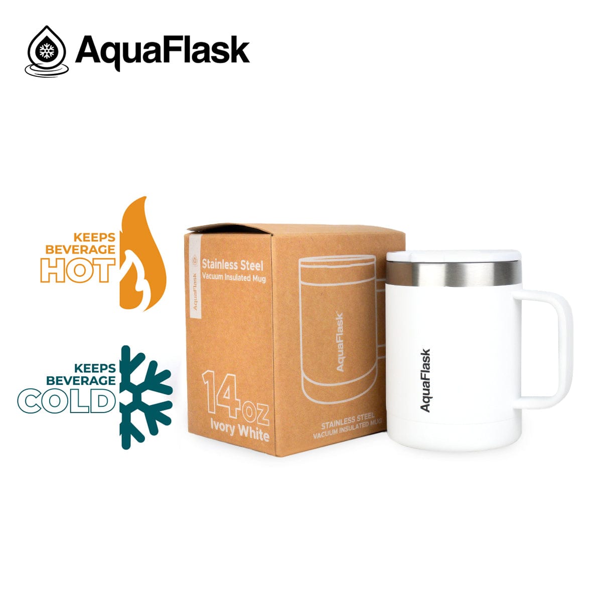 Aquaflask FLASK BOTTLE Aquaflask 415ml Travel Mug Ivory White AF-R82