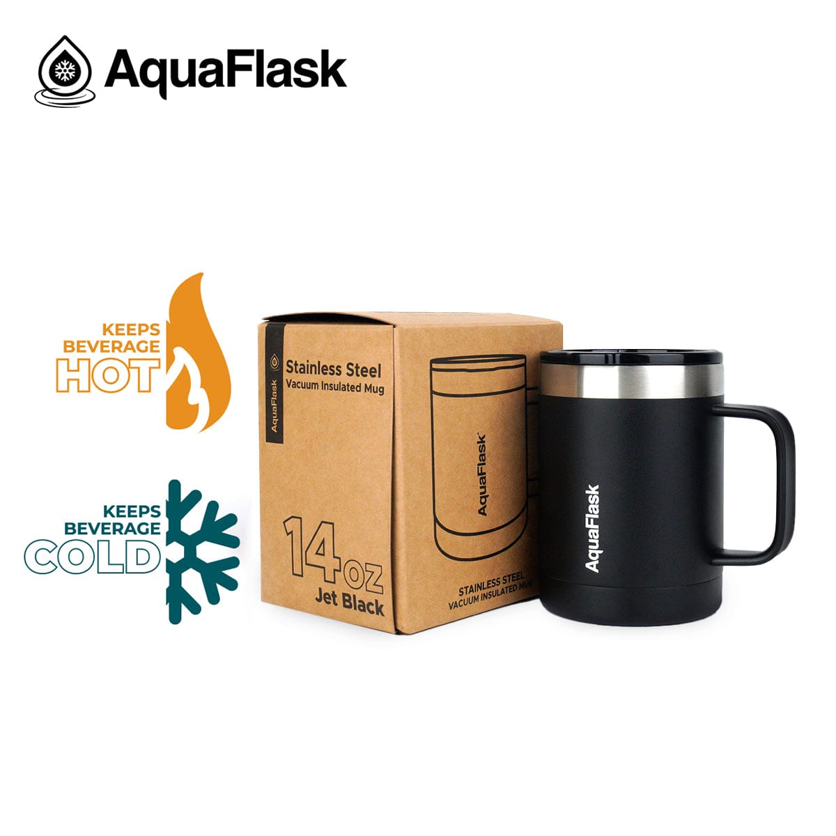 Aquaflask FLASK BOTTLE Aquaflask 415ml Travel Mug Jet Black AF-R83