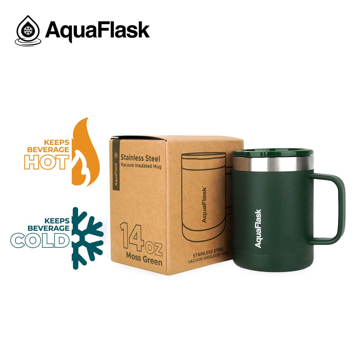 Aquaflask FLASK BOTTLE Aquaflask 415ml Travel Mug Moss Green AF-R85