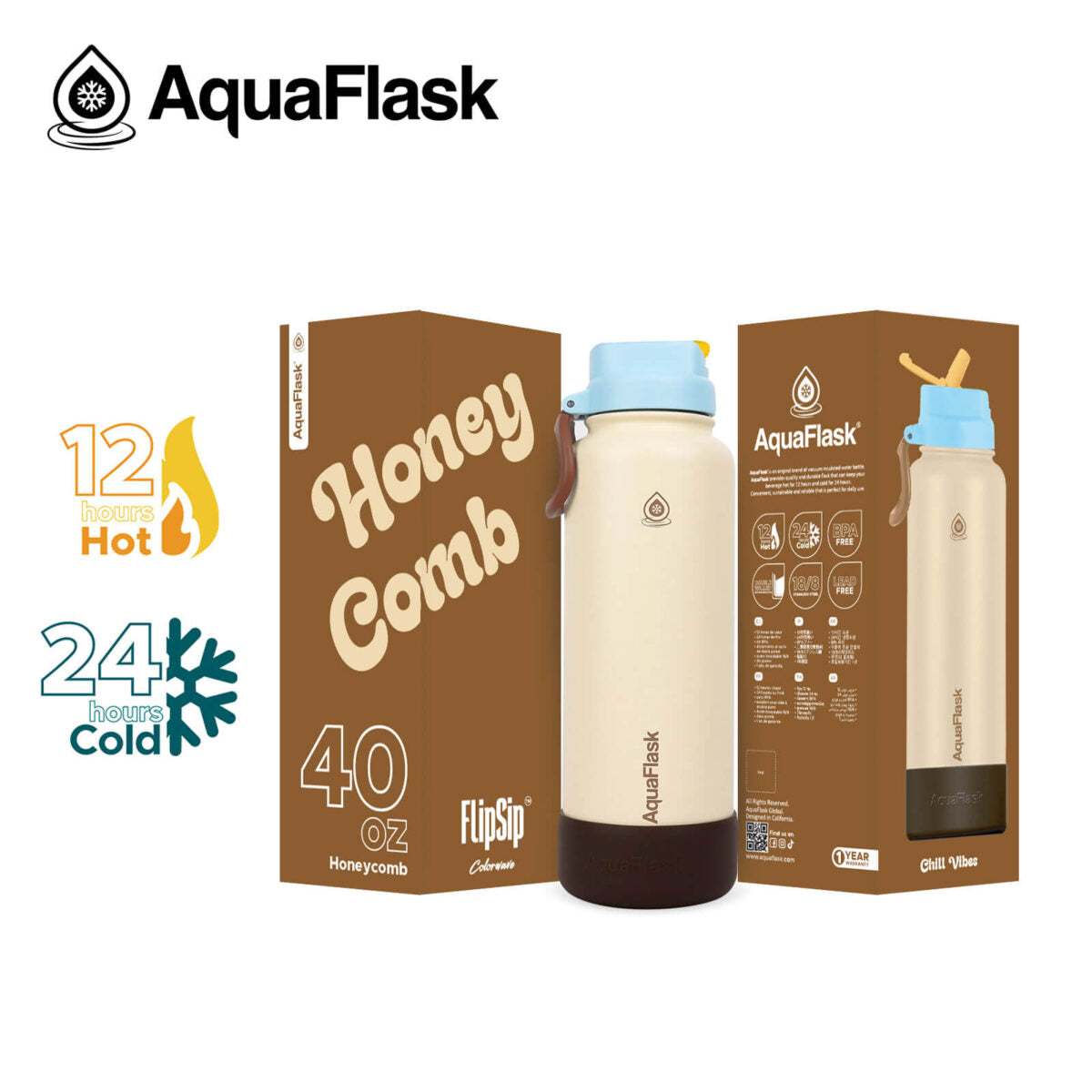 Aquaflask FLASK BOTTLE Aquaflask Colorwave Flipsip 1182ml Honeycomb