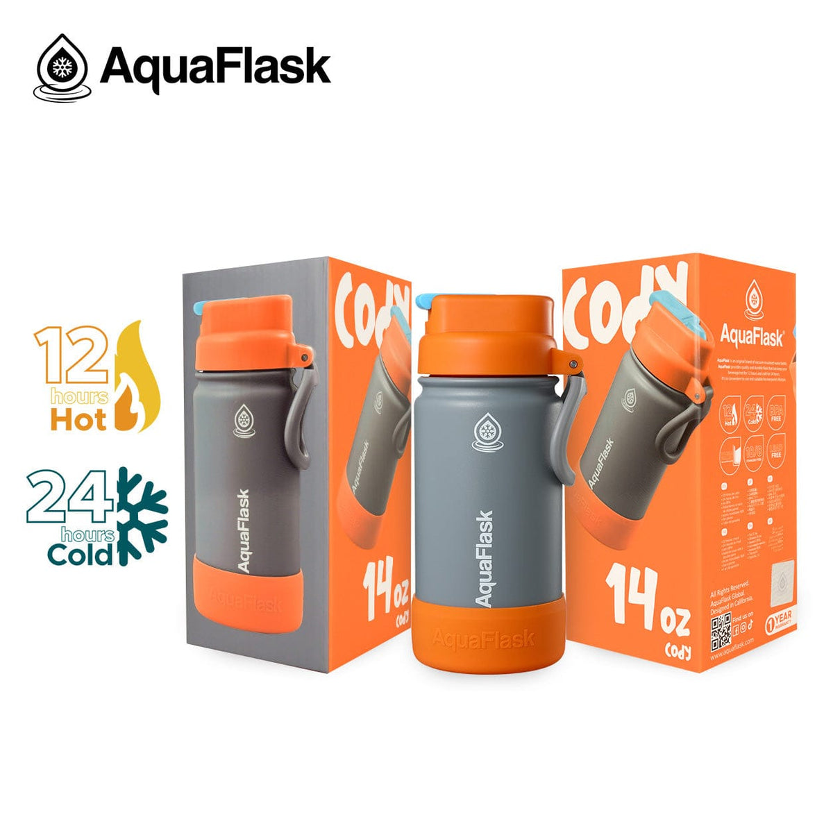 Aquaflask FLASK BOTTLE Aquaflask Kids Flipsip 415ml Flask Cody AF-T107