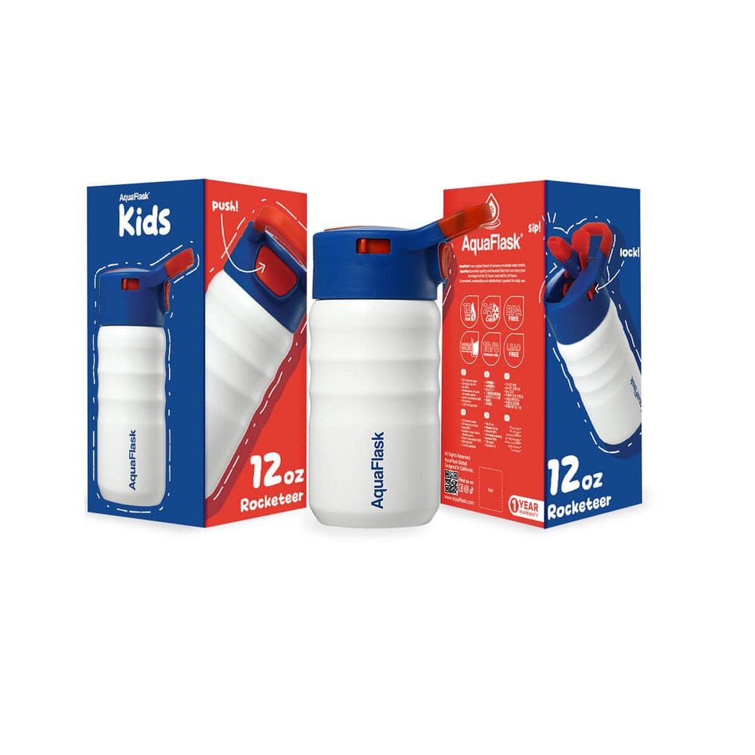 Aquaflask FLASK BOTTLE Aquaflask Kids Straw Sip 355ml Flask Rocketeer AF-R116