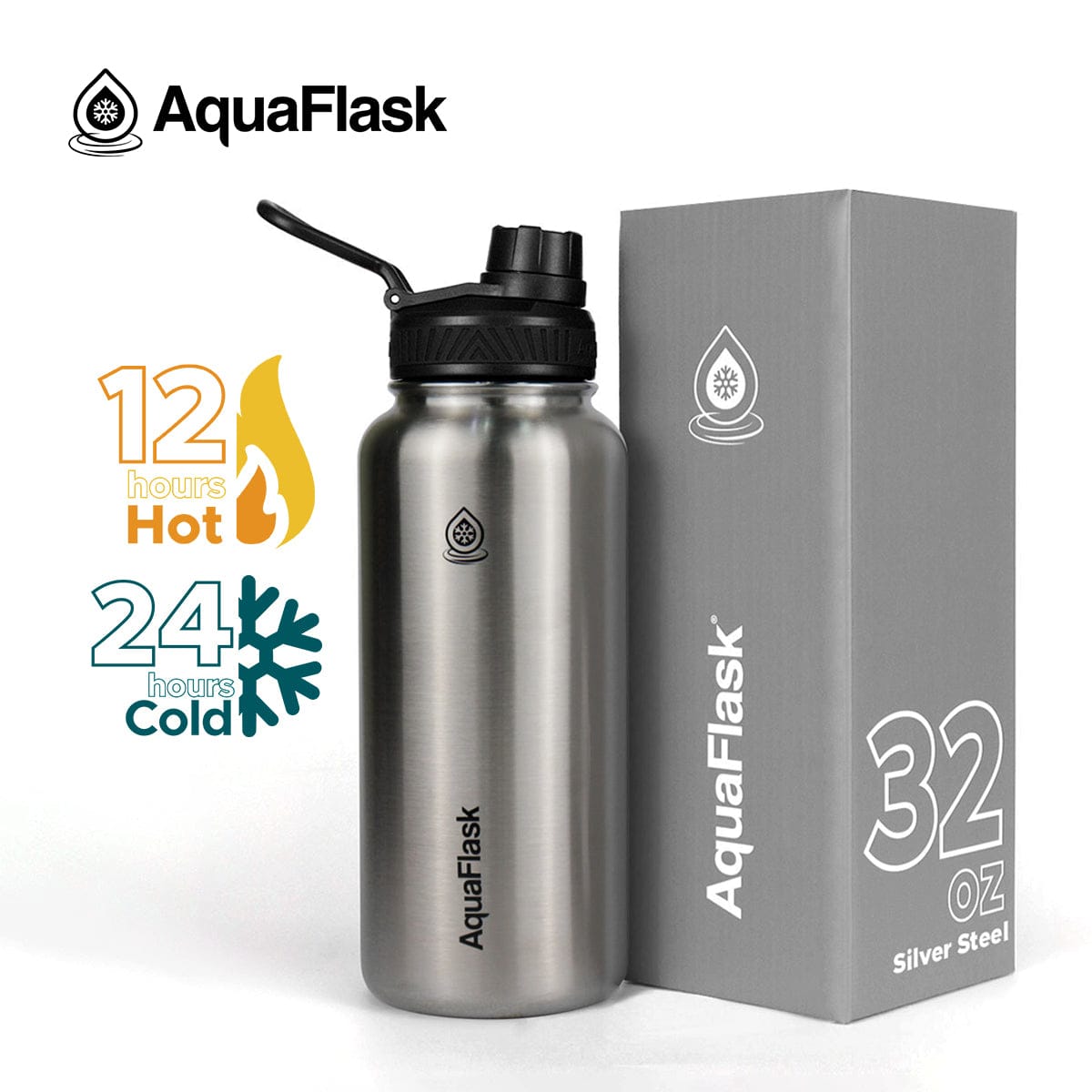 Aquaflask FLASK BOTTLE Aquaflask Regular 950ml Flask Silver Steel AF-T16
