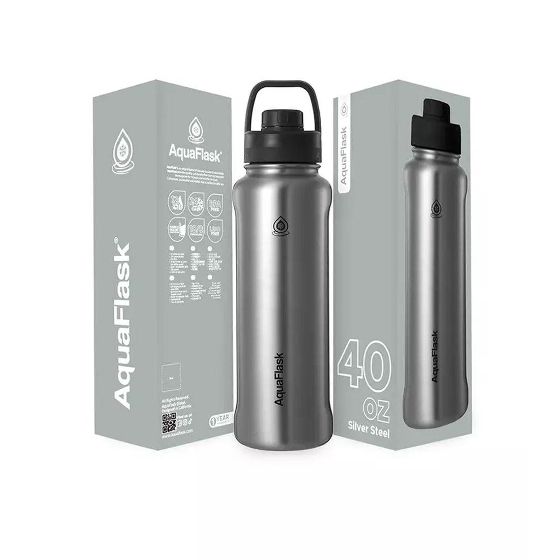 Aquaflask FLASK BOTTLE Aquaflask Sport 1182ml Flask Silver Steel AF-W159
