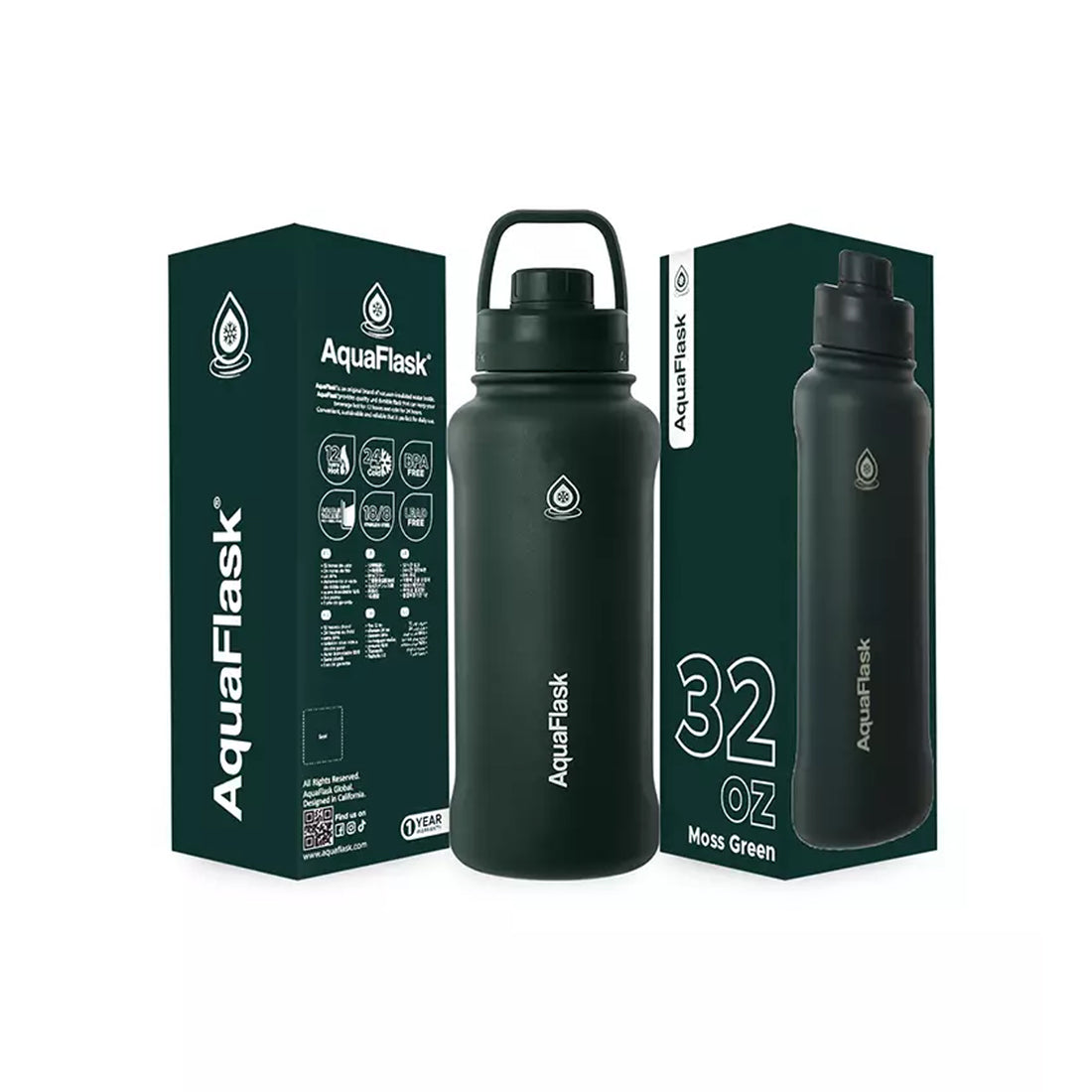 Aquaflask FLASK BOTTLE Aquaflask Sport 950ml Flask Moss Green AF-V193