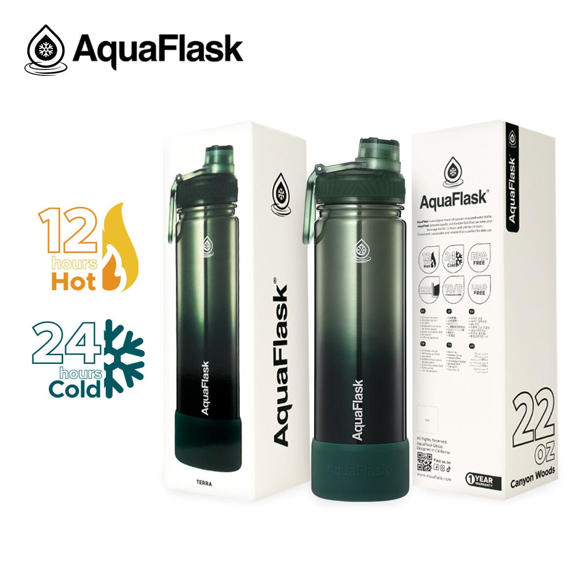 Aquaflask FLASK BOTTLE Aquaflask Terra 650ml Flask Canyon Woods AF-V178