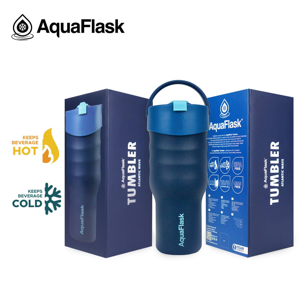 Aquaflask FLASK BOTTLE Aquaflask Tumbler 887ml Atlantic Wave AF-XA09