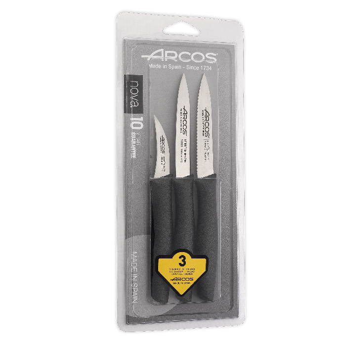 ARCOS CUTLERY Arcos Nova Paring Knife 3 Piece Set 100 mm Black 8.189500 (7666936447065)
