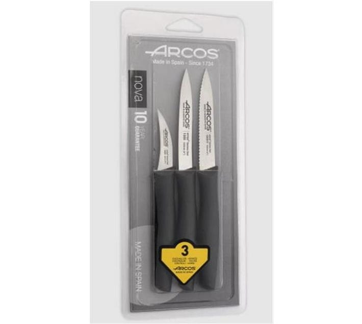 ARCOS CUTLERY Arcos Nova Paring Knife 3 Piece Set 100 mm Black 8.189500 (7666936447065)