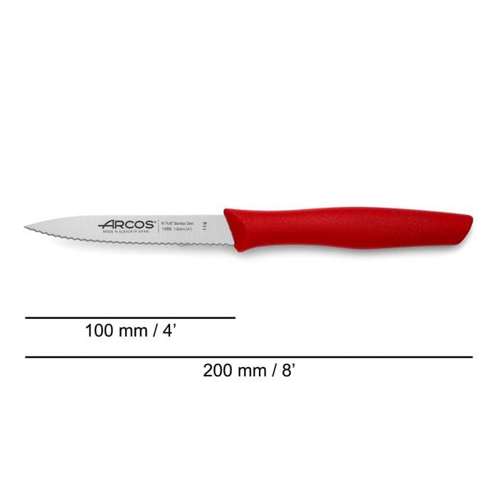 ARCOS CUTLERY Arcos Nova Series Serrated Knife 100 mm Red 8.C188612 (7659873108057)