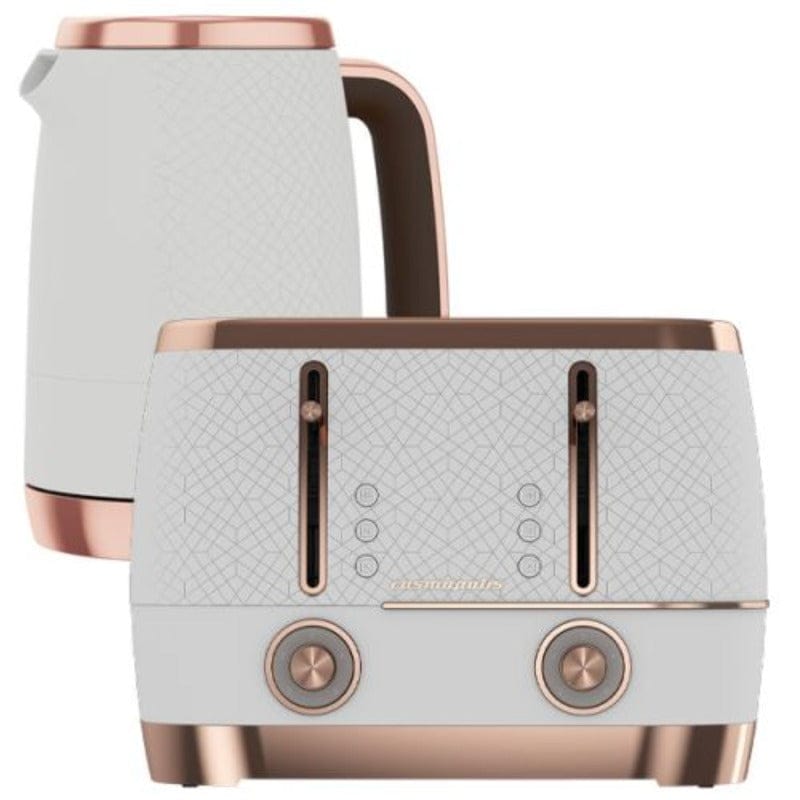 Beko TOASTER Beko Off White & Rose Gold Cosmopolis 1.7L Kettle & 4 Slice Toaster Set (7258138673241)