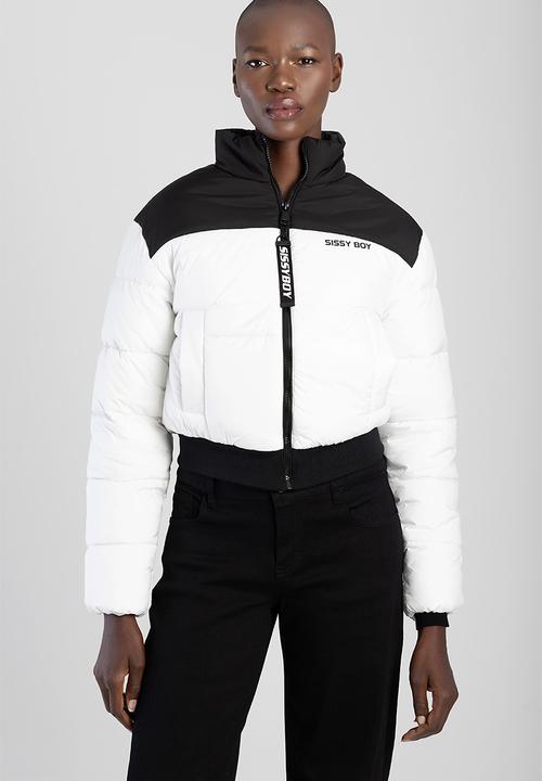 Sissy Boy Puffer Jacket Sissy Boy On My Way: Puffer Jacket With Contrast Panels And Branding - Black /White