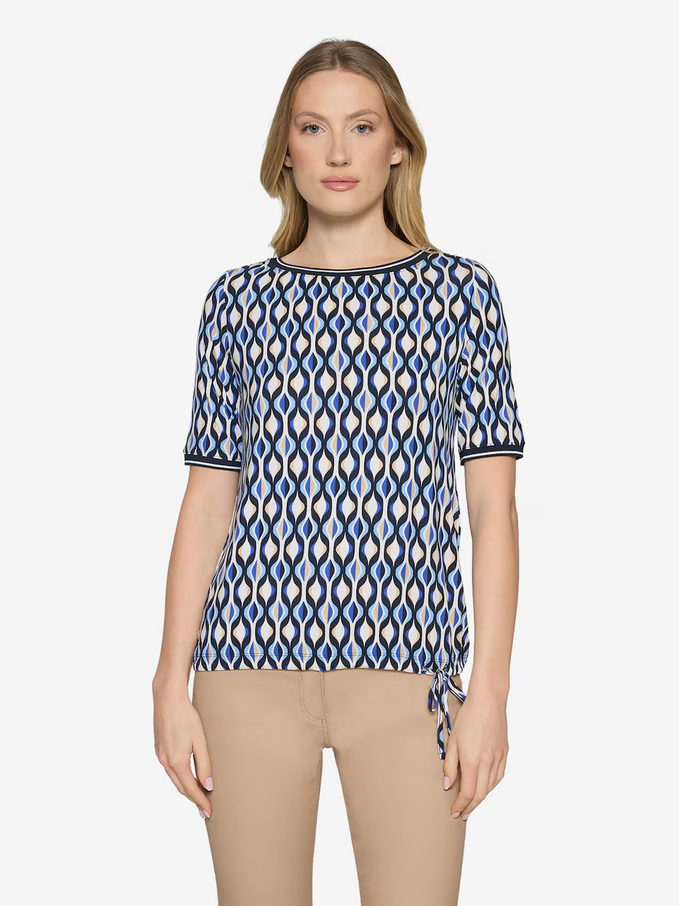 Betty Barclay 70s Geometric Print Shirt-Blue/Cream 2742/1752