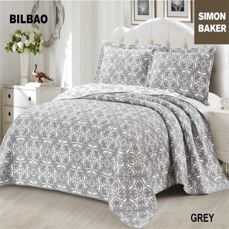 SIMON BAKER BEDSPREAD Simon Baker Bilbao Jacquard Bedspread Grey (6595028385881)