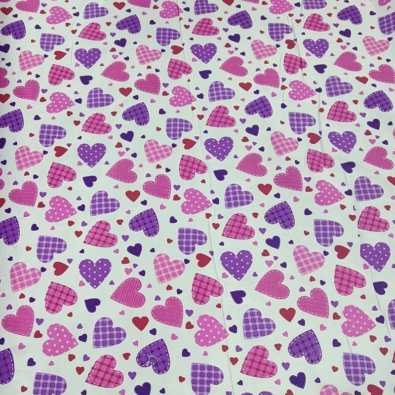 printed polycotton Dress Fabrics Printed Poly Cotton Hearts Fabric 112cm (7490123956313)