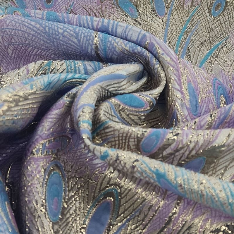 BROCADE Dress Fabrics Peacock Brocade Fabric Powder/Lilac 150cm (7471914385497)