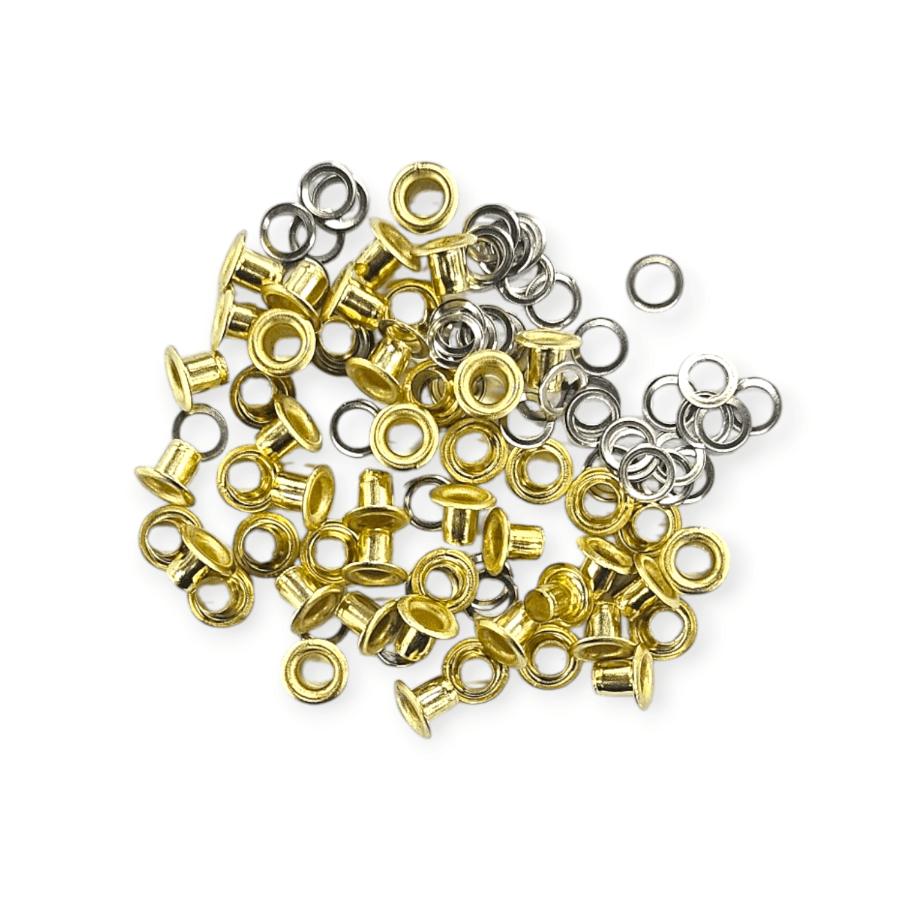 MHC Eyelet Rings Gold Metal Eyelets W/Washer 4x8mm