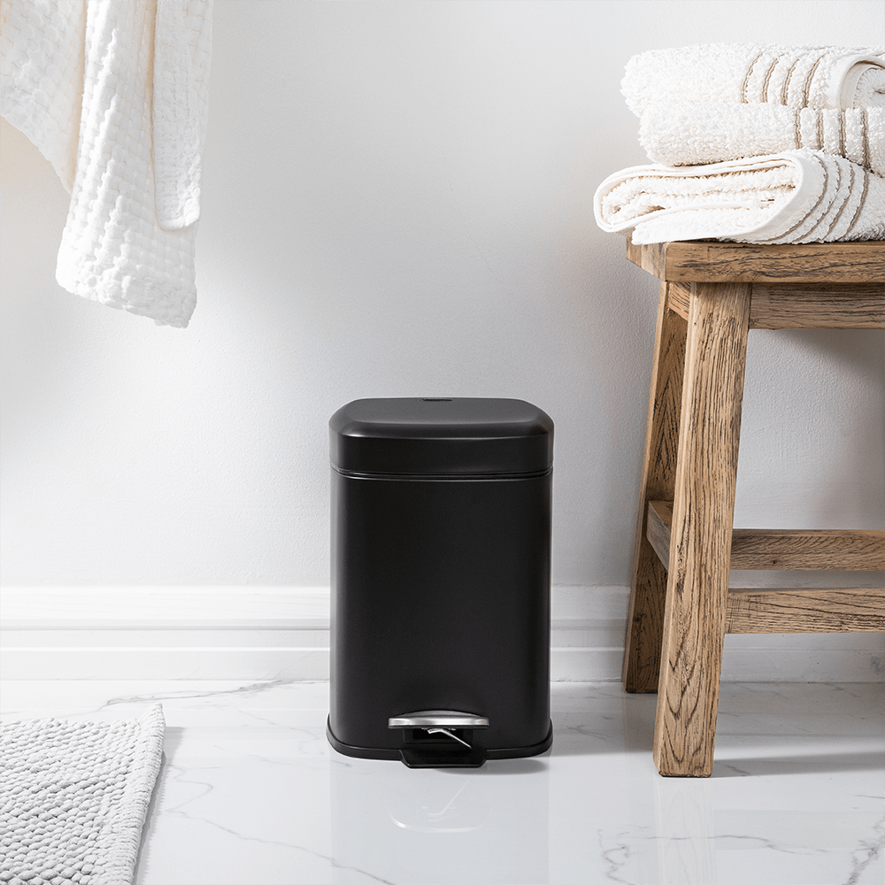 Legend DUST BIN Legend Square Soft Close 6lt Bin Black (7294491754585)