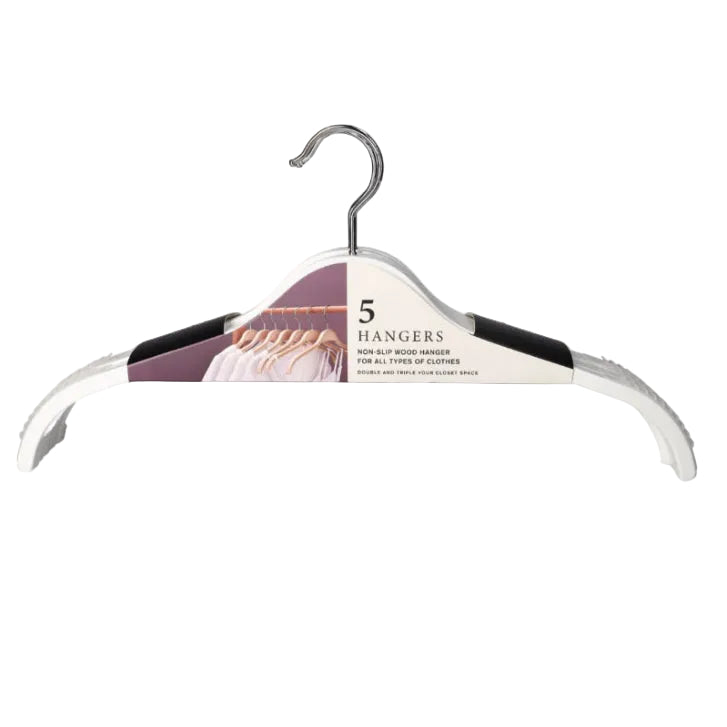 Danny Home Non-Slip Wood Hanger 42cm 5 Piece White WHO18W-5.