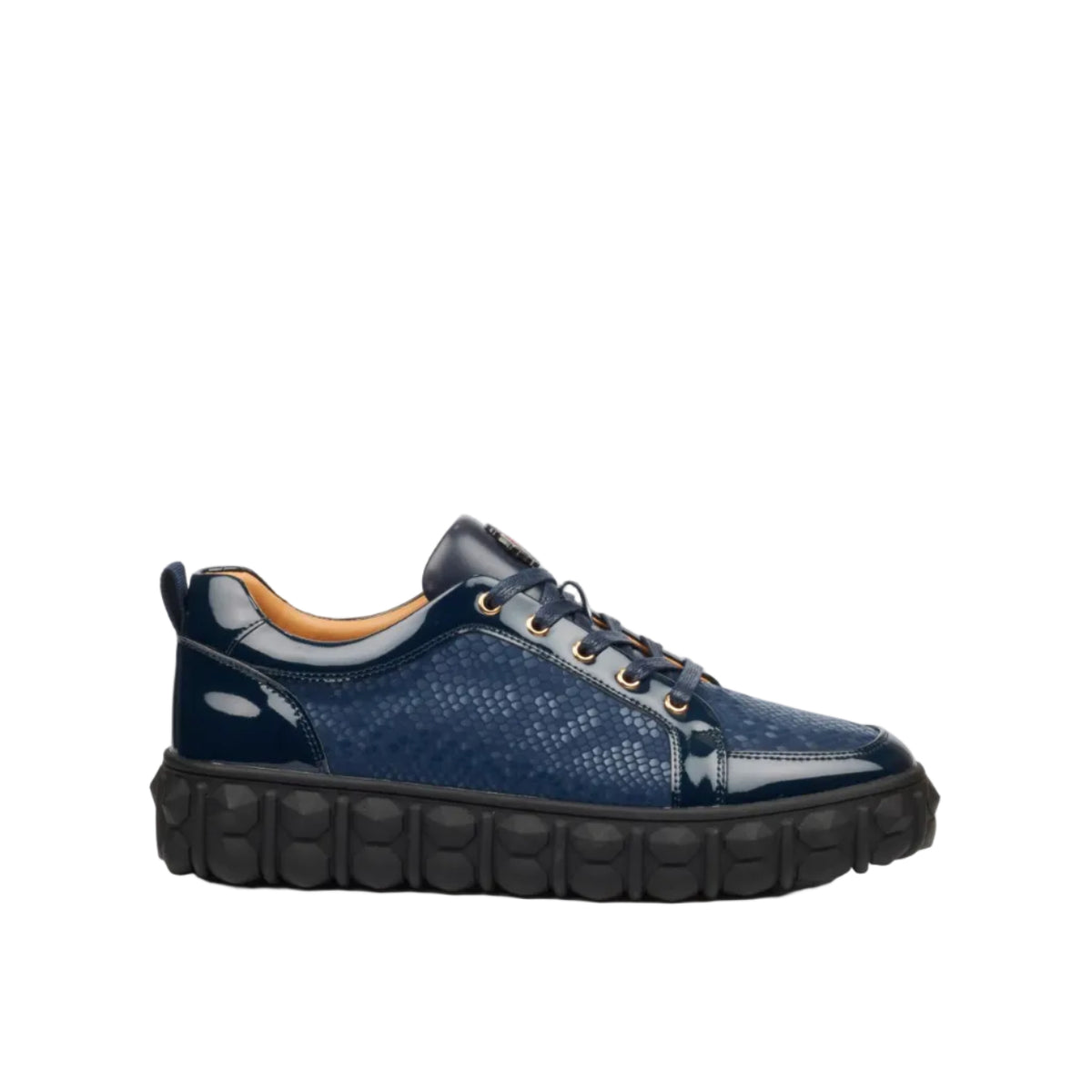 Mazerata Men's Pigale 37 Faux Patent Snake-Navy