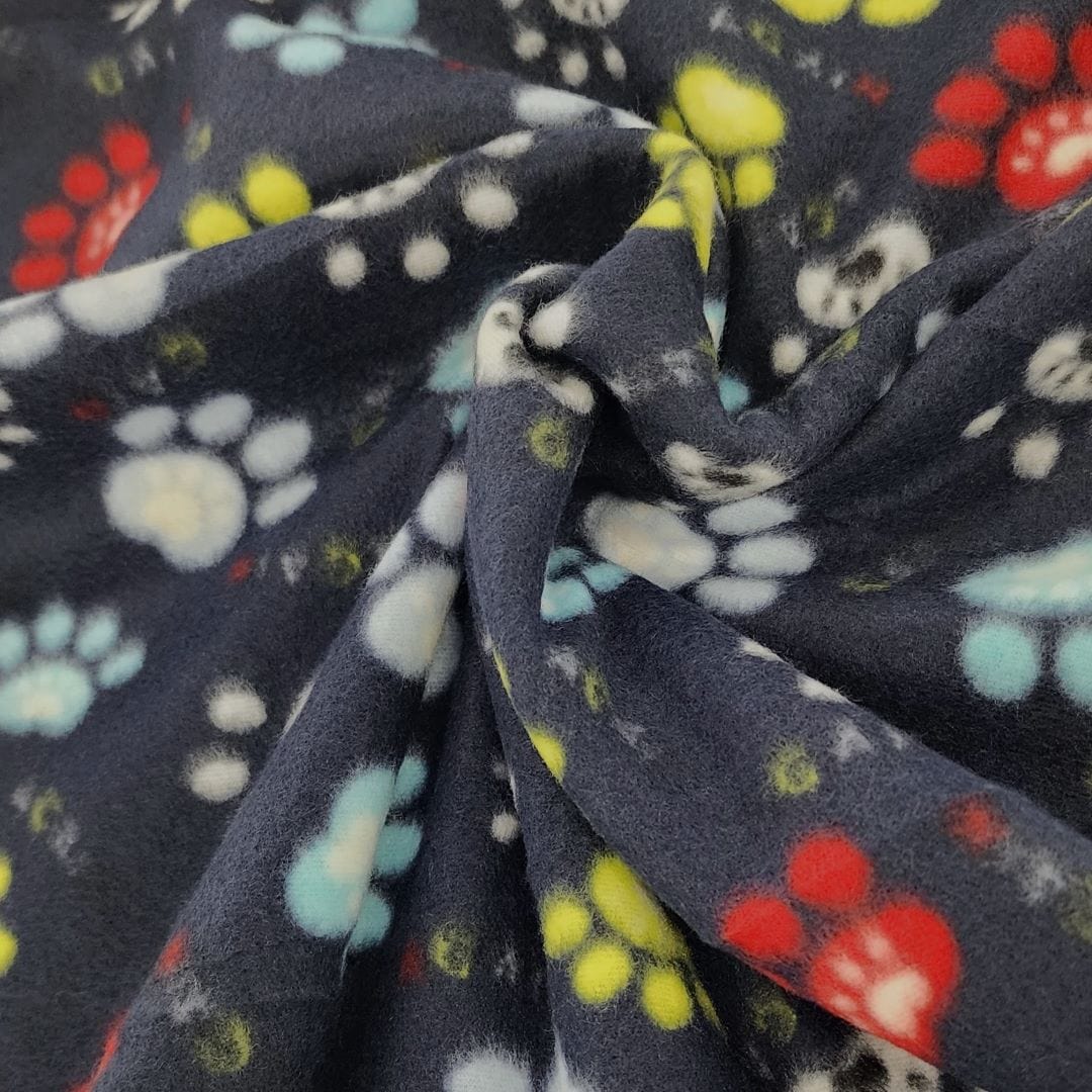 Fleece Dress Fabrics Printed Polar Fleece Fabric Paws Navy 150cm (7486917378137)