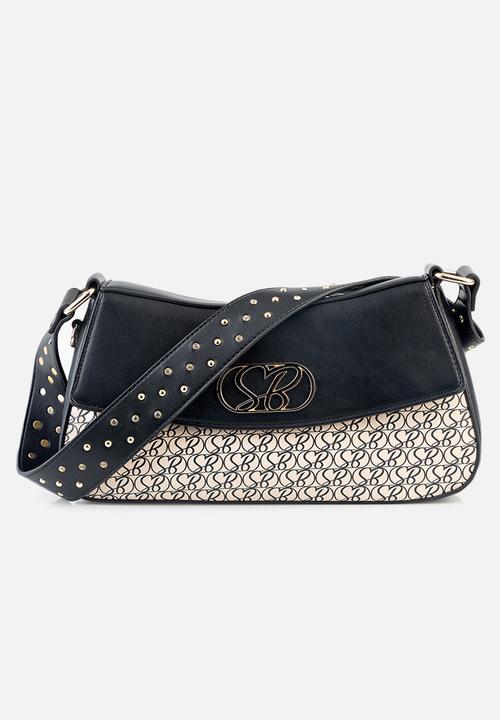 Sissy Boy Black And Beige SissyBoy Ladies Printed SB Shoulder Bag (7510795223129)