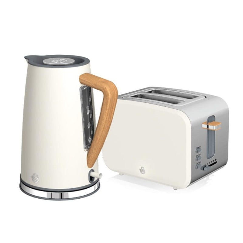 Swan TOASTER & KETTLE Swan Nordic White Kettle and 2 slice Toaster Pack SNR2PW (6714055196761)