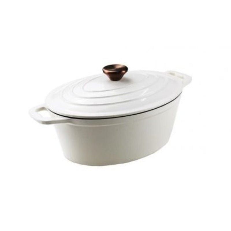Aqua POTS Aqua Cast Iron Oval Enamel Casserole Ivory 4 litre (4691405930585)