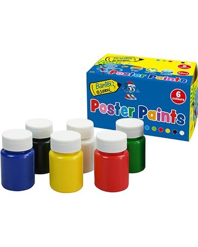 Bantex Pencil Box Bantex Poster Paints 60ml set of 6 (Red/Green/Blue/Yellow/White/Black)