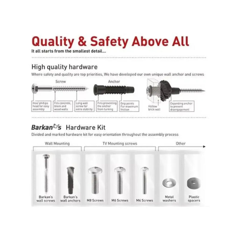 Barkan 13" - 90" Lockable TV Wall Bracket (8015200616537)