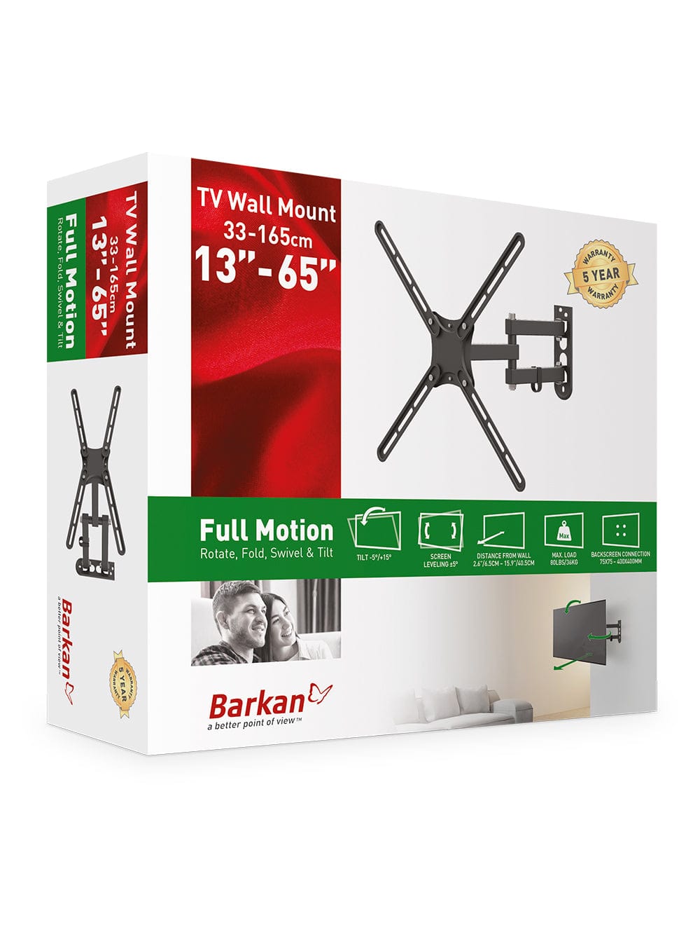 Barkan TV Bracket Barkan 13-65" 4 Motion Wall Mount Bracket BRAE3433