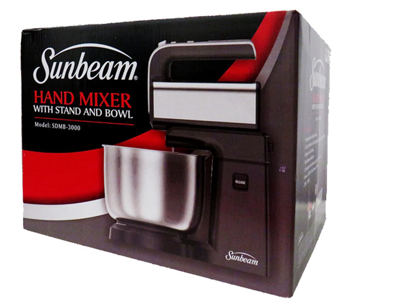 Sunbeam 300W Hand Mixer with Stand & Bowl Black SDMB-3000 (7497644408921)