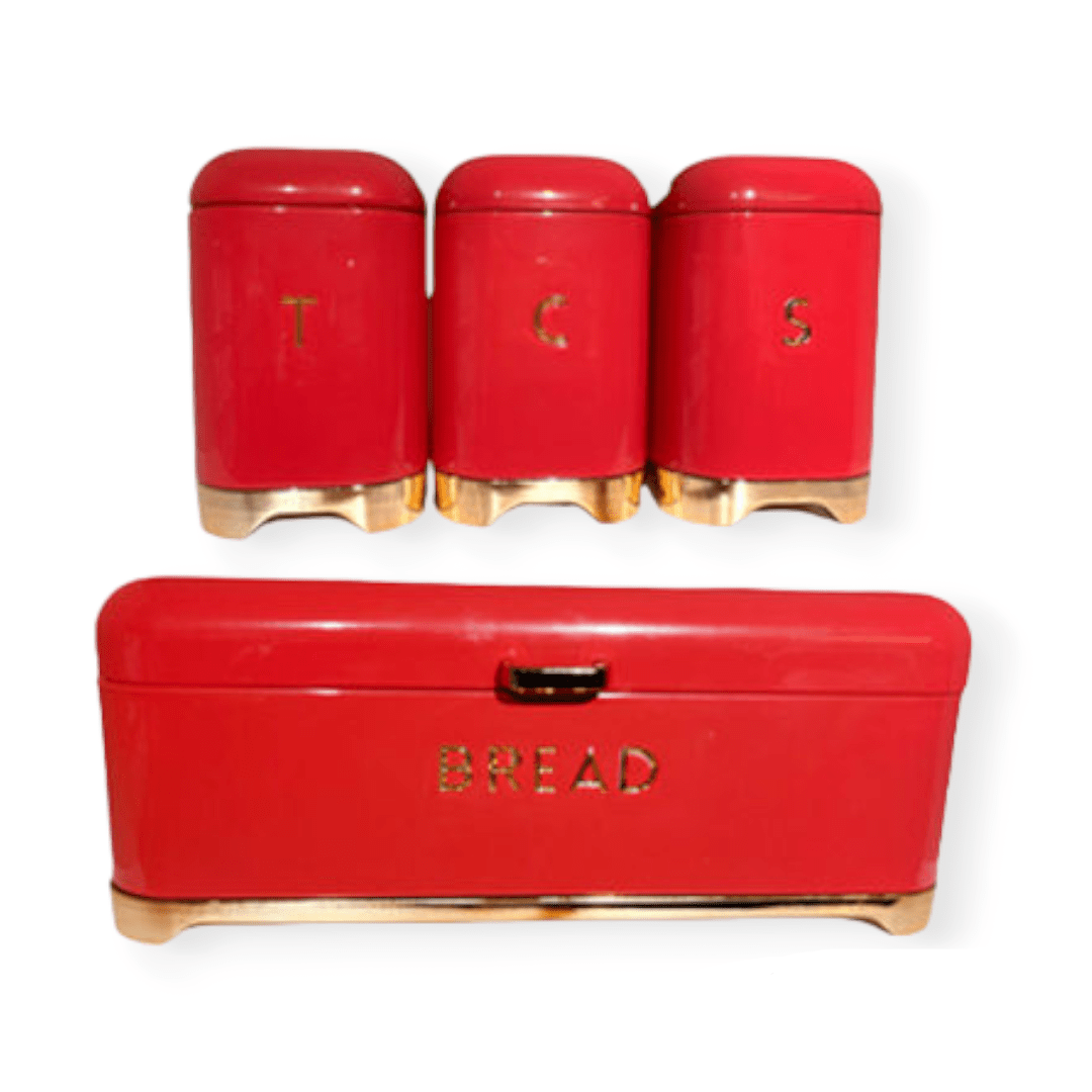 Continental Homeware CANISTER Continental Homeware 4Pcs Retro Bread Bin with Rose Gold Base CH806 (7305521528921)