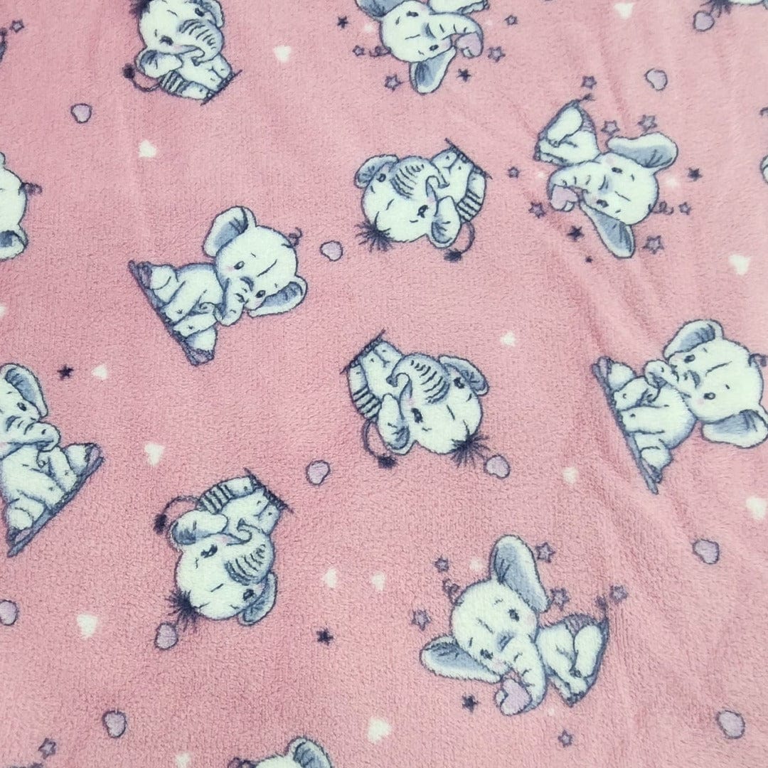 Fleece Blankets Printed Mongolian Fleece Fabric Baby Elephant 150cm (7564608176217)