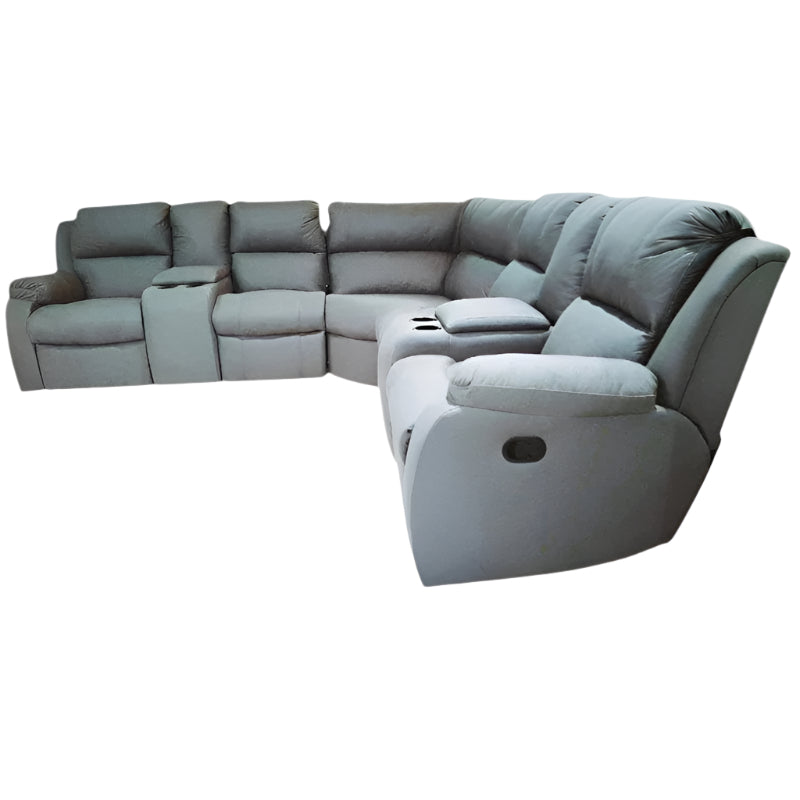 Celine Embossed Suede Corner 5-Seater Sofa Grey