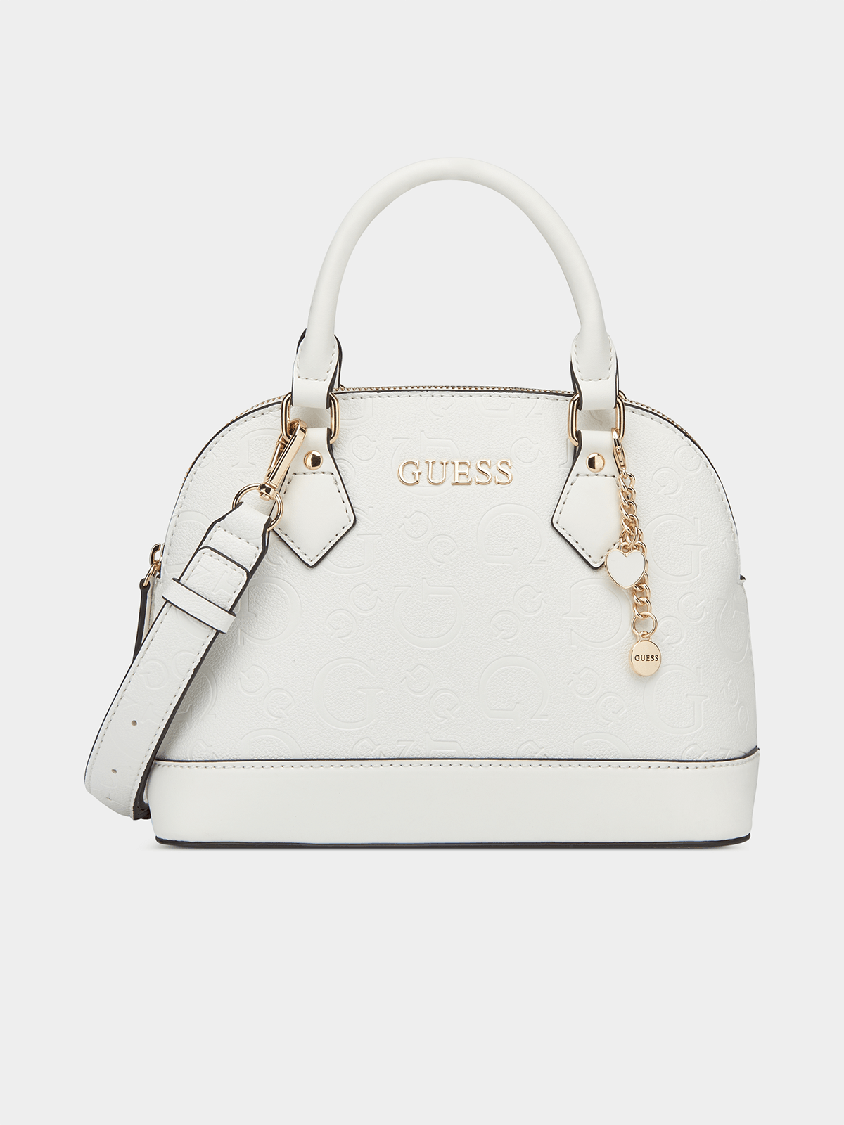 Guess Ladies Handbags Guess White Lexy Crossbody Top Zip Handbag