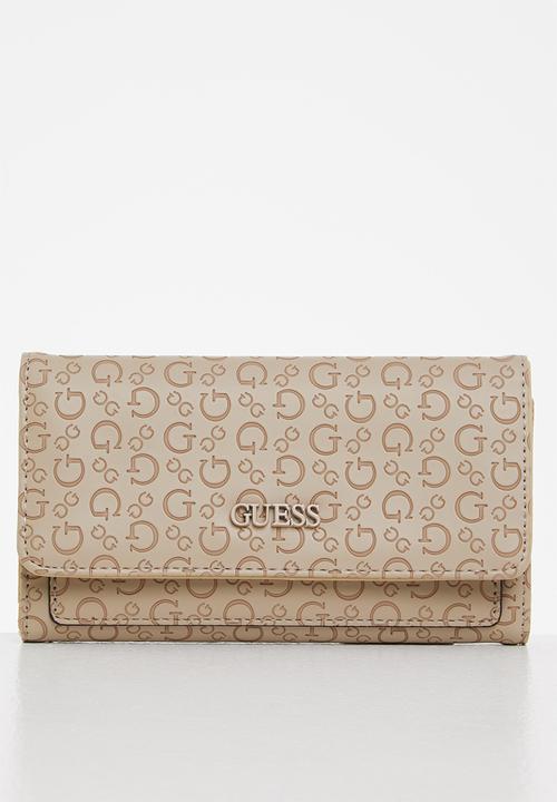 Guess PURSE Guess Tempe SLG Slim Clutch Taupe (7035273314393)