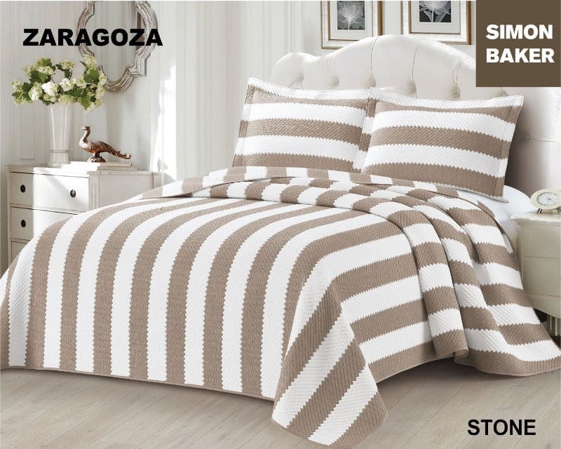 SIMON BAKER BEDSPREAD Simon Baker Zaragoza Jacquard Bedspread Stone (6595082059865)
