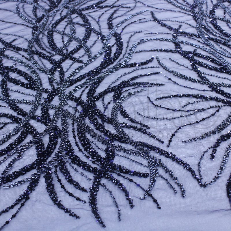 BEADED LACE Dress Fabrics Beaded Bridal Lace Fabric Greta Bottle Green 120cm (7268853678169)