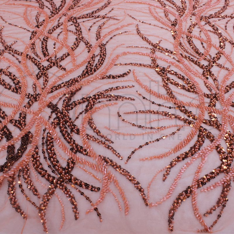 BEADED LACE Dress Fabrics Beaded Bridal Lace Fabric Greta Bottle Green 120cm (7268853678169)