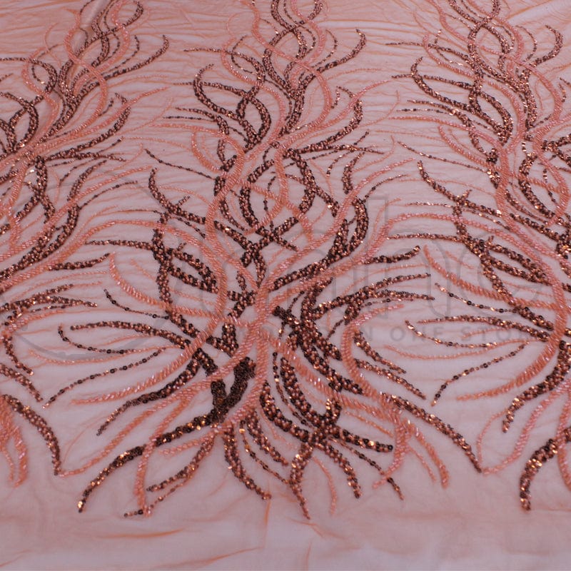 BEADED LACE Dress Fabrics Beaded Bridal Lace Fabric Greta Bottle Green 120cm (7268853678169)