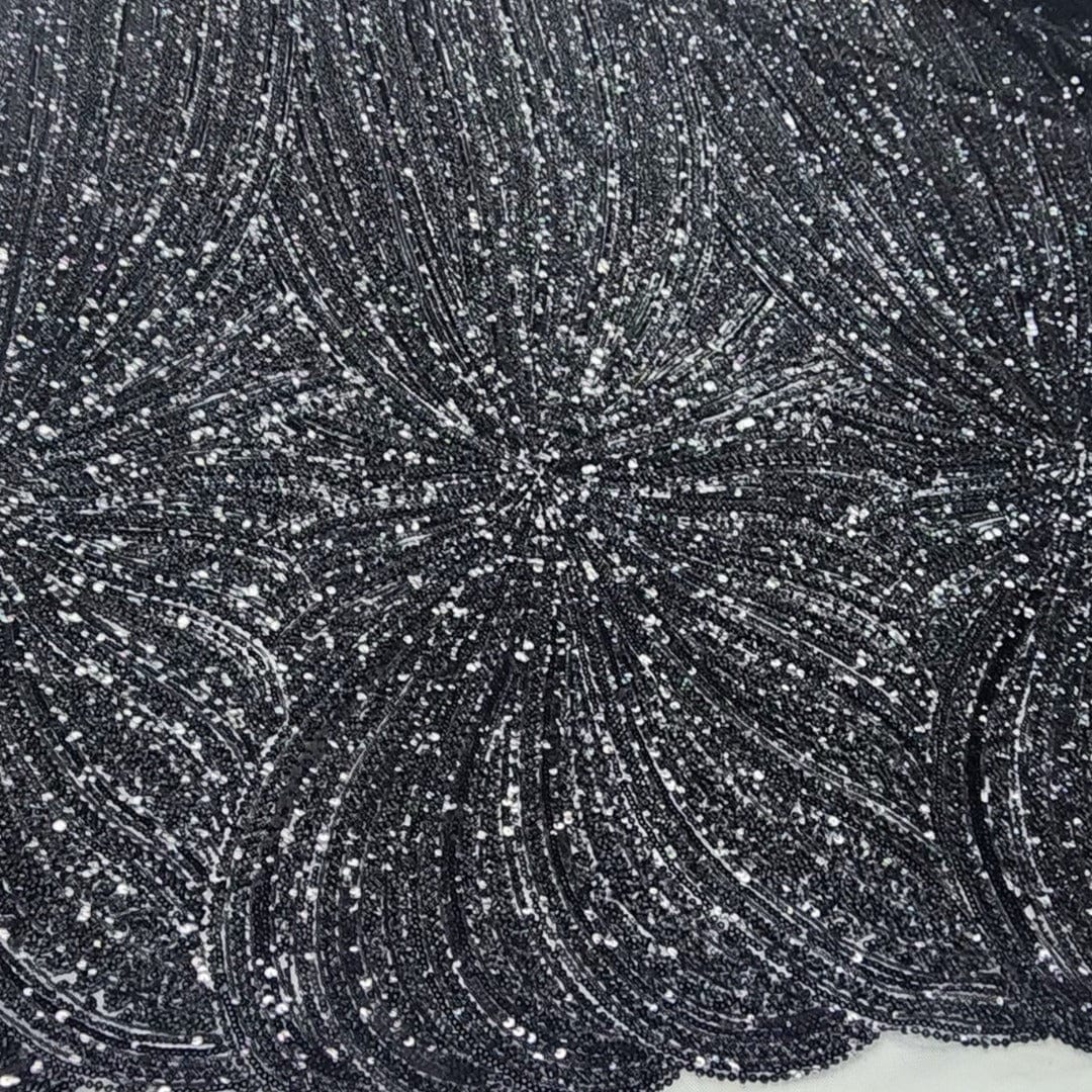 BEADED LACE Dress Fabrics Black Beaded Bridal Lace Fabric 130cm (7526727614553)