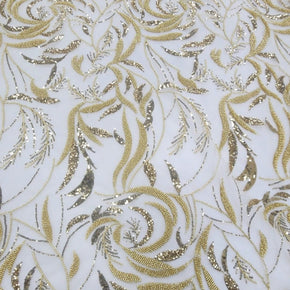 BEADED LACE Dress Fabrics Gold Beaded Bridal Lace Fabric 130cm (7526727680089)