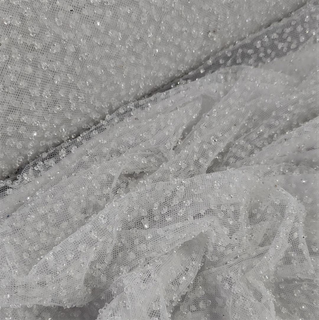 BEADED LACE Dress Fabrics Kendall Lace Fabric White 140cm (7397285036121)