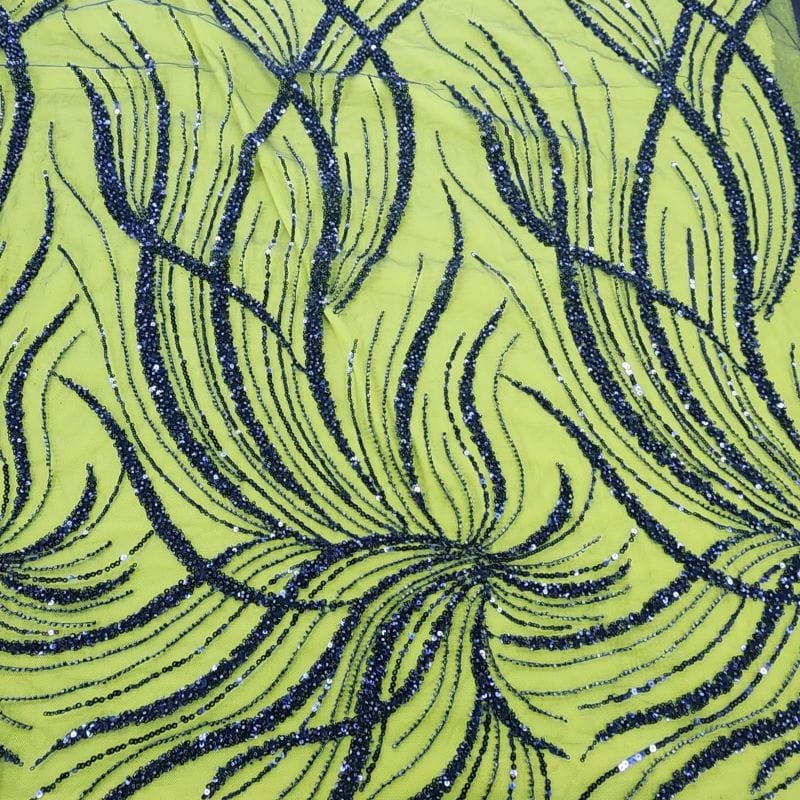 BEADED LACE Dress Fabrics Kenzi Beaded Lace  Navy Fabric 130cm (7478096003161)