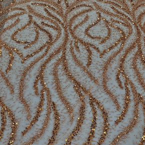 BEADED LACE Dress Fabrics Milani Beaded Lace Rust Orange Fabric 130cm (7397295915097)
